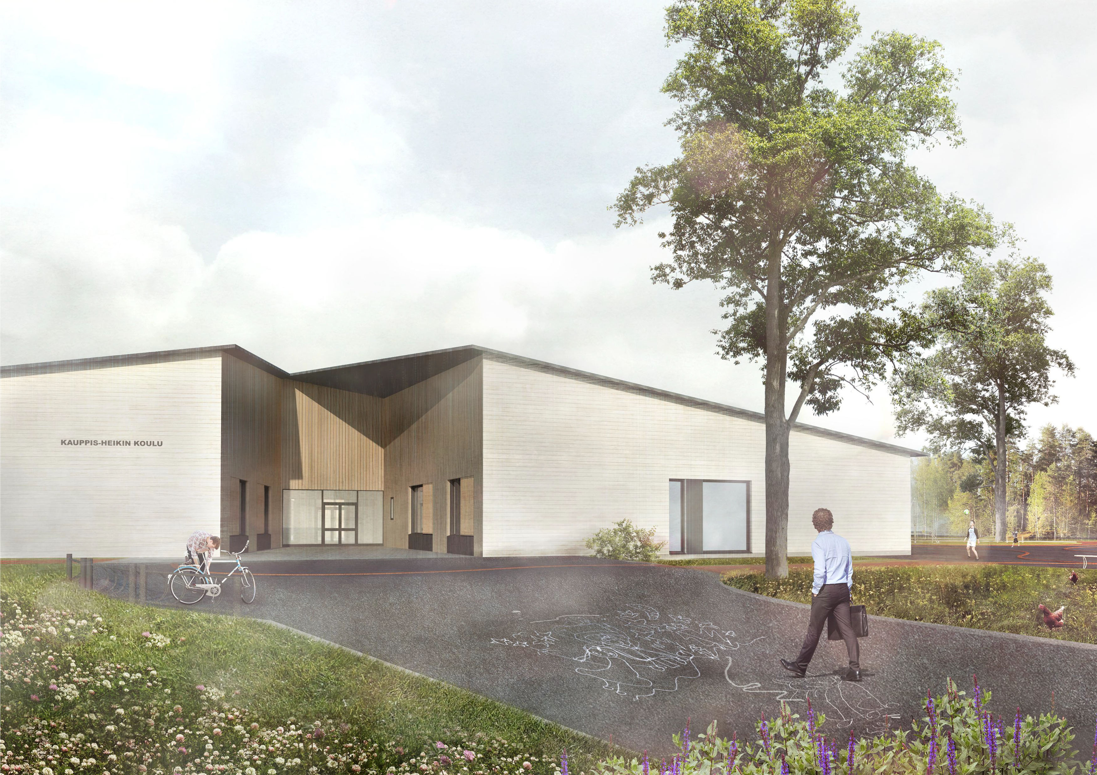 Kauppis-Heikin koulu julkisivupiirros
